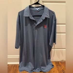 Ole Miss Genteal Striped Blue Polo Shirt